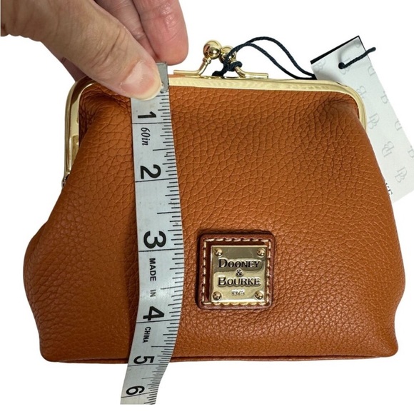 Dooney Bourke Kiss Lock Camel Brown Leather Coin Purse - Picture 5 of 7